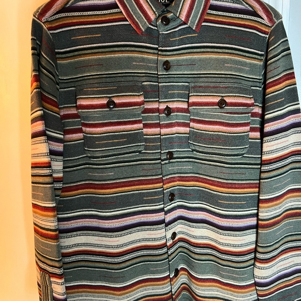 Ralph Lauren Double RL Multicolor Serape Stripe cotton linen work shirt